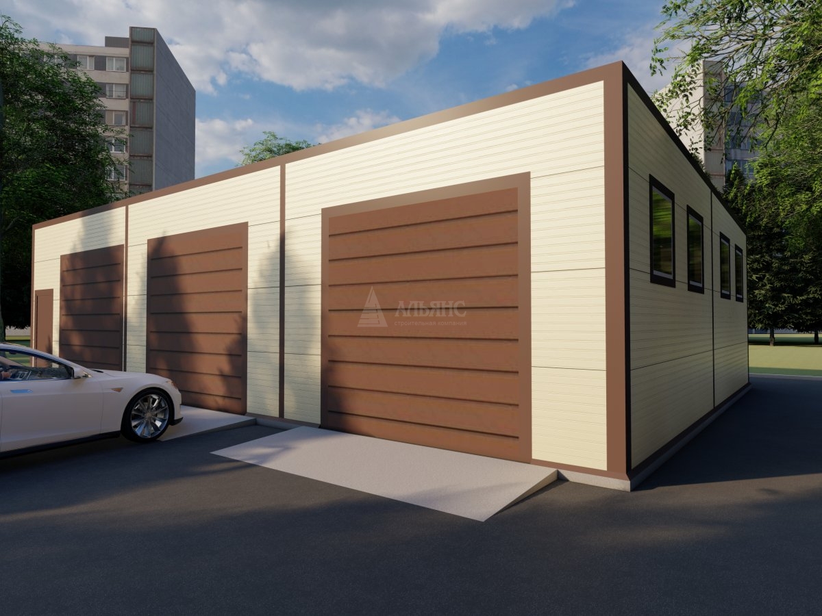 3D визуализация Гараж из сэндвич-панелей - фото 2