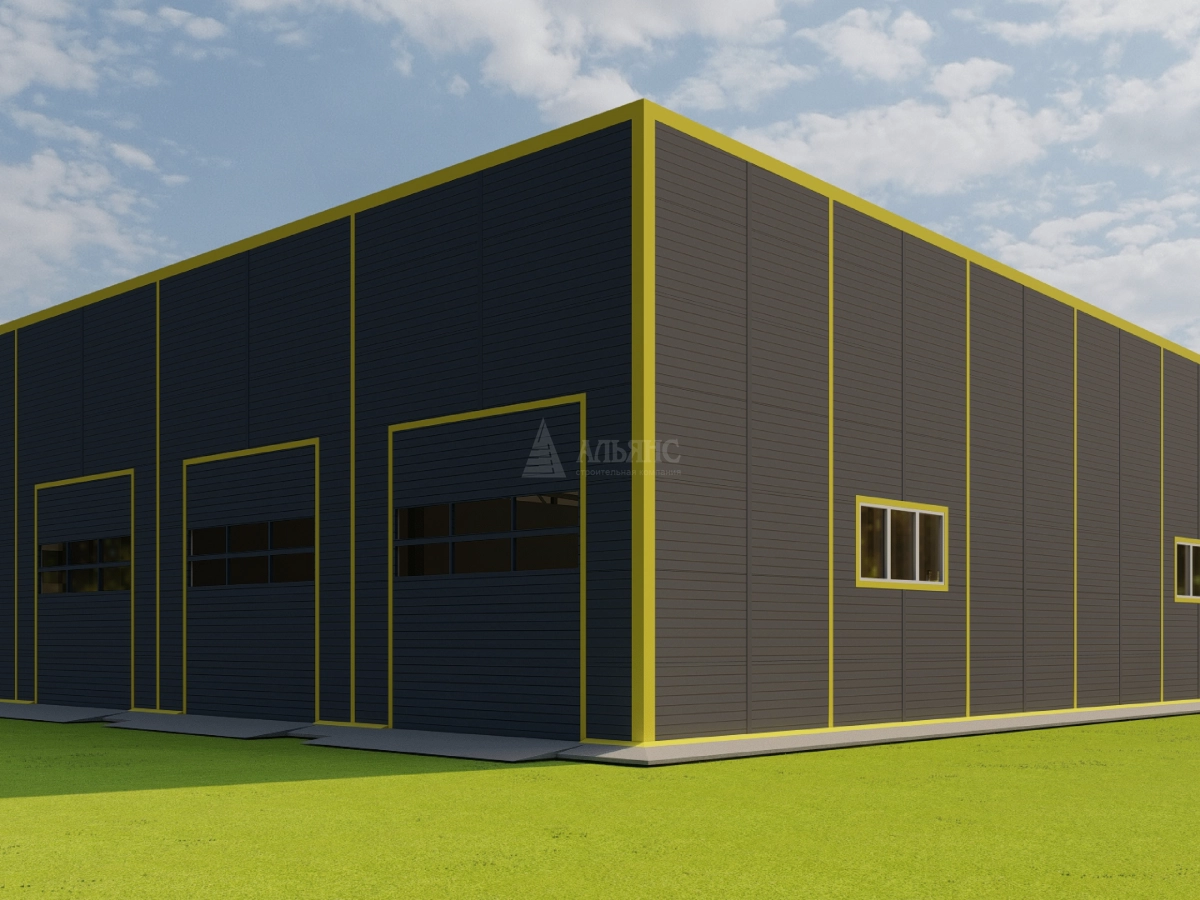 3D визуализация СТО с АБК из сэндвич-панелей - фото 8